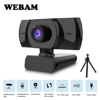 Webcam HD 1080P con Enfoque Fijo USB de la Cámara Web con Micrófono Luz Trípode para la transmisión en Vivo de Video Llamada Conferencia de Obra Nueva