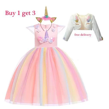 2021 Nuevos Niños Vestidos Para Niñas Unicornio Parte De La Princesa Vestidos De Las Niñas Traje De Niña Vestidos De Boda De La Fantasía Infantil Vestidos De