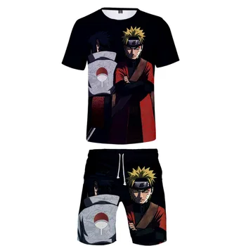 Naruto Deporte traje de jogging homme 2 piezas del Conjunto de los Hombres/de las mujeres de Dos piezas Conjunto de hit hop Verano de chándal de hombres Camisetas pantalones Cortos de Streetwear