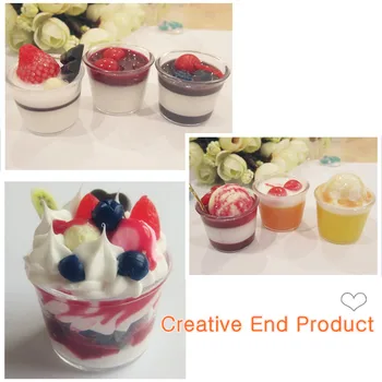 20pcs Lindo Mini Blanco Tazas Japonés Deco Piezas de Imitación de Alimentos Falsos Copa de Helado Mini Tazas de Decoración del Hogar de Plástico Manualidades DIY
