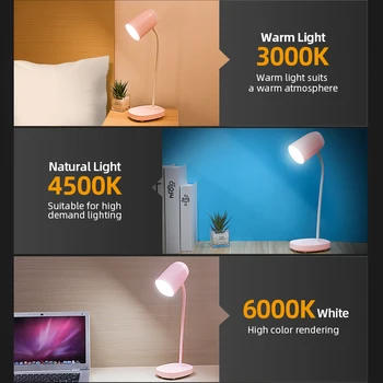 El YAGÉ LED Ojo Protección Escritorio Lámpara de 3600mAh Batería Recargable de 3 modos de Iluminación Brillo USB de Aprendizaje Táctil Mesa de Luz de la Noche