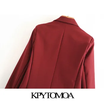 KPYTOMOA Mujeres 2020 de la Moda Desgaste de la Oficina Solo Botón Blazer Abrigo Vintage de Manga Larga Bolsillos de Mujer ropa de Abrigo Chic Tops