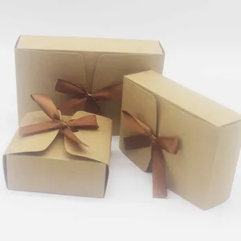 NUEVO estilo 12x12x5cm /14x14x5cm de la caja de papel con la cinta de la caja de regalo de boda del favor de la ducha del bebé a favor de las cajas de regalo cajas de 5 unidades/lote