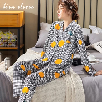 Las mujeres Pijamas Conjuntos de Moda de Impresión de ropa de dormir de Traje de Manga Larga, Pantalones Largos Botón Turn-Down Collar de ropa de hogar de Leopardo, Rayas