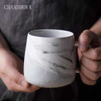 CHANSHOVA 380ml Gran barriga Moderno creativo textura de Mármol patrón de Cerámica taza de café de la oficina a Casa de Porcelana, tazas de café y tazas