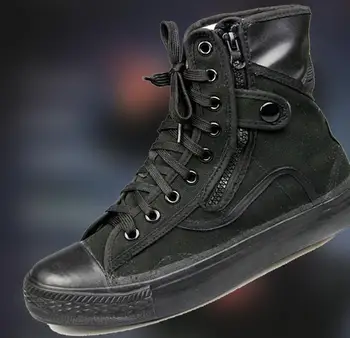 Todo Negro Zapatos de Lona de los Hombres al aire libre de las Botas de Combate de Trabajo y de la Seguridad de los Zapatos de cordones Tobillo Botas de los Hombres Botas de Moto Más el Tamaño de 36--46