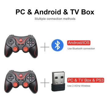 Controlador inalámbrico de Bluetooth Gamepad para Android Joystick Inalámbrico de Juegos Controlador de Negro para Android teléfono Móvil, PC de la Caja de Tv