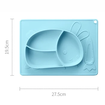Bebé divide la placa de silicona antideslizante en la alimentación de la placa con la succión del niño pequeño recipiente portátil mantel lavavajillas y microondas