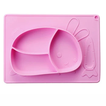 Bebé divide la placa de silicona antideslizante en la alimentación de la placa con la succión del niño pequeño recipiente portátil mantel lavavajillas y microondas