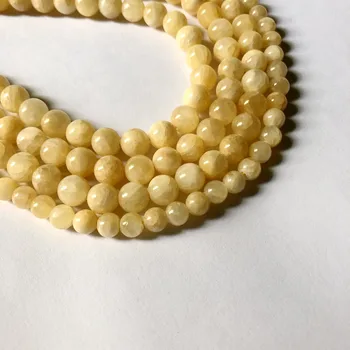 Natural Amarillo Jad e Miel Jades de Bolas de piedras preciosas Perlas de 6MM 8MM 10MM 12MM Ronda de Piedra de la Gema de la Joyería Suelta Perlas de 15.5