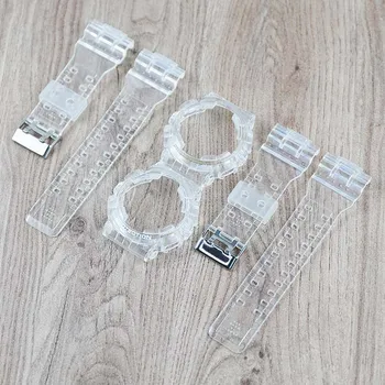 Ver los accesorios de 16mm de los hombres de resina transparente correa para Casio g-shock GA100 GD110 GD120 GA110 de deportes de damas de caja transparente