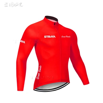 STRAVA Jersey de manga Larga Camiseta para Bicicletas para Hombres otoño Jersey de Ciclismo Ciclismo Bicicleta Maillot Ciclismo Transpirable ropa de Moto