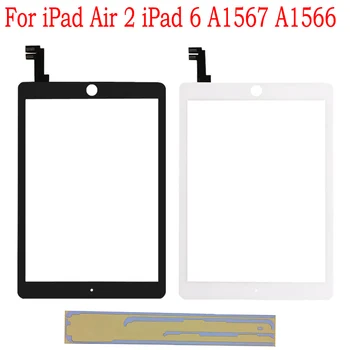 Nuevo Para el iPad de Aire 6 2 2ª Generación de la Generación de Pantalla Táctil de Cristal A1567 A1566 Digitalizador de Pantalla Táctil con el Adhesivo de la etiqueta Engomada