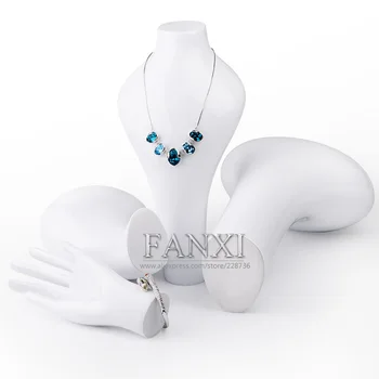FANXI Blanco de la Resina Collar de la Pantalla Busto Soporte Colgante Anillo de Dedo Titular de los Maniquíes de la Joyería del Expositor