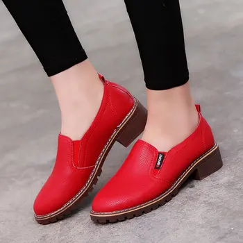 2019 primavera nueva grueso con zapatos de mujer de corea tacón bajo de 3 cm casual de las mujeres solo zapatos Británicos viento estudiantes zapatos blancos