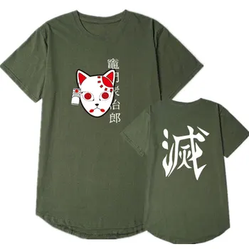 Japonés streetwear Anime Demon Slayer camiseta Tanjiro Kamado Disfraz divertido camiseta Hip hop Harajuku blanco tee shirt homme XXL