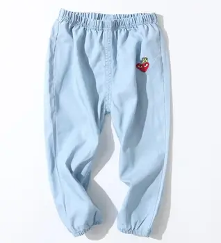 2020 Chico Nuevo chicas tencel pantalones de Verano suave de larga bordado Diseño Jeans Para Niños de 2-8 Años