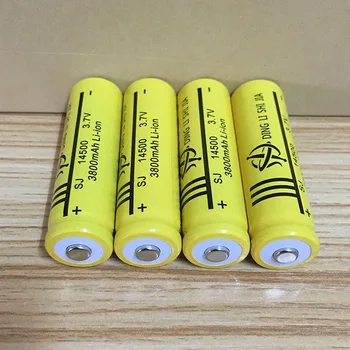 DING LI SHI JIA 4Pcs 14500 Batería de 3.7 V 3800mah recargable de ion de litio de las baterías y la Antorcha linterna LED de la Batería AA