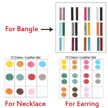 Cremo Ronda de Aretes Collar de Cuero Intercambiables, los Brazaletes de los Conjuntos de Joyas DIY Collar Y Pendiente Establecer Ronda Colgante Grande