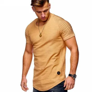 Moda camiseta de los Hombres de color Puro diseño de la raya de la colmena de la manga de la Camiseta Delgada de Manga Corta de la Camiseta de la O-Cuello Tops de la Marca T-shirt Hombres