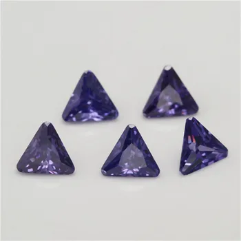 Tamaño 5*5~8*8 mm Forma de Triángulo Biselados Coner 5A Color Violeta CZ Piedra Gemas Sintéticas Cubic Zirconia Para la Joyería