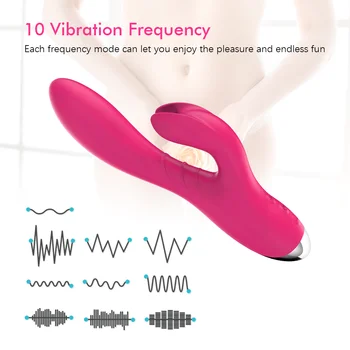 G-spot vibrador de 10 velocidades USB recargable potente consolador vibrador del conejo hembra estimulación del clítoris masajes para adultos sexo juguetes