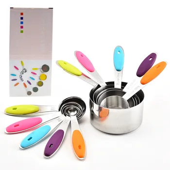 De acero inoxidable taza medidora y cuchara de medición 10 cucharas de Cocina para hornear herramientas de Cocina probeta