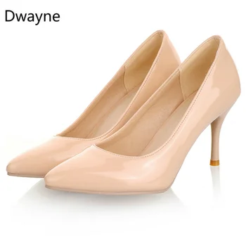 Dwayne Gran Tamaño 33-47 2018 Nuevos Moda zapatos de tacón alto de las mujeres de las bombas de fino tacón clásico blanco rojo nede beige sexy baile zapatos de la boda