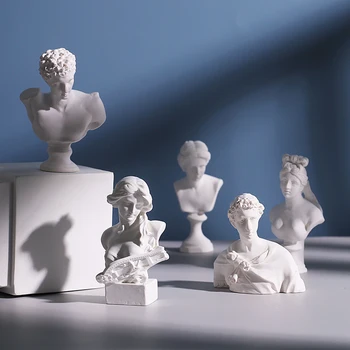 7cm de Resina de arte en miniatura figuritas de decoración para el hogar boceto de la cabeza de la estatua de busto decoración de estatuas de yeso línea de croquis dibujo de ayuda para la enseñanza