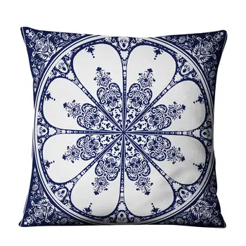 Porcelana azul y Blanca Decorativo cojín Caso Chino Estilo Mandala Ropa de cama de Algodón funda de almohada de Sofá Silla de Decoración para el Hogar