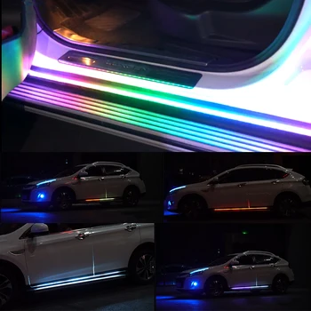 OKEEN Coche LED 12V Luz de la Puerta Universal de Tira Flexible Impermeable de la Luz de los Automóviles de la Puerta de Bienvenida de la Lámpara de control Remoto Accesorios