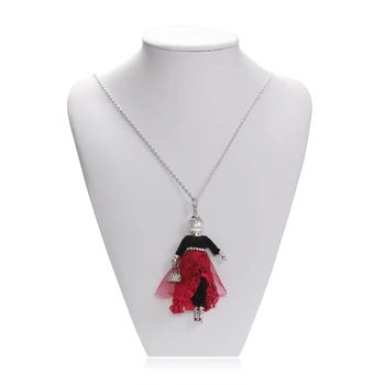 HOCOLE Nueva Aleación de la Perla Simulada Rojo de la Falda de la Muñeca Collar de Cadena Larga Collar de Colgantes niñas de la Moda Accesorios de la Joyería Para las Mujeres