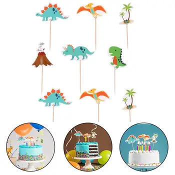 48pcs Papel Cupcake Toppers de Dinosaurios Decoración de Pastel para el Cumpleaños del Festival