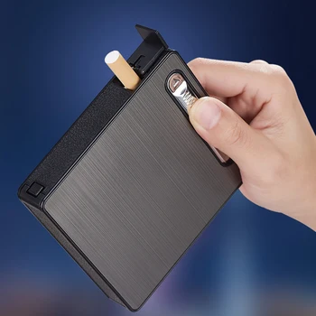 20 PCS en Caso de Cigarrillos USB Encendedor de Nuevo Encendedor de Cigarros Sostenedor de la Caja a prueba de viento Encendedor de Gas Recargables, de Fuego de Butano Jet Agujero