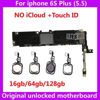 Libre de iCloud desbloqueado sistema IOS de la placa lógica para el iphone 6S Plus placa base con / NO touch ID de 16gb 64GB 128GB original de la placa base