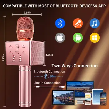 K8 Inalámbrico De Bluetooth Del Micrófono Del Karaoke De La Aleación De Aluminio De Mano Multifunción 3 Más Fuerte Altavoces De Audio Del Teléfono Móvil Canto