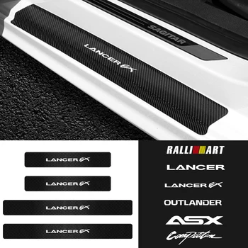 4PCS Car Umbral de Fibra de Carbono resistente a los arañazos de la etiqueta Engomada Para Mitsubishi Lancer Lancer Ralliart EX Outlander ASX Competencia