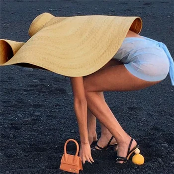 Moda Dama del Sombrero de Paja de las Mujeres de Verano de la Visera para el Sol Sombrero Floppy Cubo Tapa de gran tamaño de la Hembra Sombrero de Paja Playa Anti-UV Protección