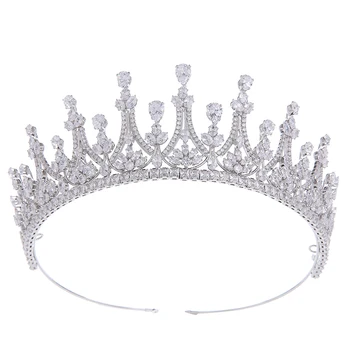 Corona Diadema de la Moda de Moda Geométrica Caída de Diseños Elegantes Para las Mujeres Aniversario BC4825+ AAA Cubic Zirconia Corona de Princesa