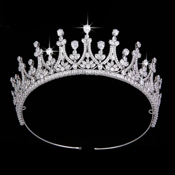 Corona Diadema de la Moda de Moda Geométrica Caída de Diseños Elegantes Para las Mujeres Aniversario BC4825+ AAA Cubic Zirconia Corona de Princesa
