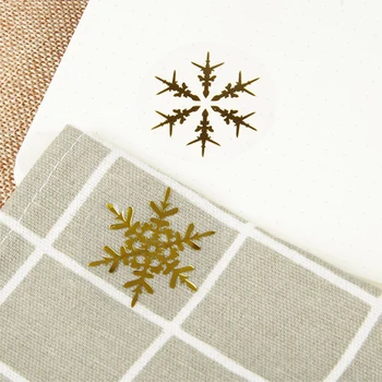 1200pcs/lote de 3.5 cm Caliente de Oro de PVC de BRICOLAJE Transparente Con Blanco Copo de nieve de Navidad Pegatinas etiqueta de Papel Auto-Adhesivo