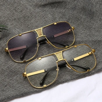Diseño de la marca de los Hombres de Metal Gafas de sol de la Vendimia de los Hombres Plaza de Gafas de Sol de Lujo Macho UV400 Gafas de sol Tonos gafas de sol hombre