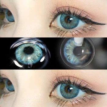 Nueva llegada 1par de piedras preciosas BLUEGRAY de Color Lentes de Contacto para los ojos de Color de los Ojos Lentes de Contacto de Color de la lente Hermosa Alumno