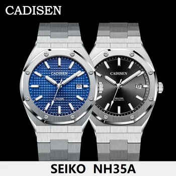 CADISEN Diseño 2020 de Lujo 42MM Hombres Relojes Mecánicos de cuerda Automática Reloj Azul 100M Impermeable luminosa de Negocios Casual reloj de Pulsera