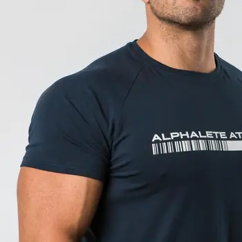 2019 Nueva ALPHALETE de Verano los Hombres de Manga Corta de los Gimnasios camiseta de Fitness Culturismo mens Slim Camisetas de Moda de Ocio de Algodón Camiseta Tops