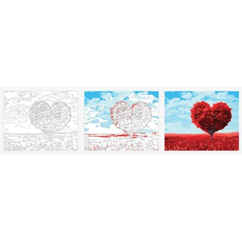 RUOPOTY Marco Romántico de Corazón de Árbol de Bricolaje Pintura Por Números de Kits de Pintura Sobre Lienzo Pintado a Mano Aceite de la Pintura Para la Decoración de la Boda