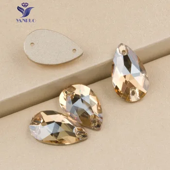 YANRUO 3230 Gota de Oro de la Sombra de Coser en Pedrería de Cristal Y Piedras de las planas de Oro RhinestoneSew en Cristal Para el Vestido
