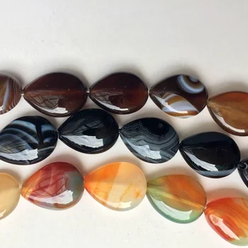 15X20mm Natural Multi-color de Rayas Agat Forma de Gota de Piedra de la Perla del Collar de Accesorios de BRICOLAJE Creativo de la Joyería el Envío Libre de 15