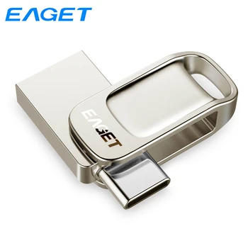 Eaget USB 3.1 Tipo C Unidad de memoria Flash de 128 gb de Metal Pen Drive de 64 gb Mini Pendrive de 32 gb USB Flash Drive Para el Tipo-C Teléfono Inteligente y Portátil