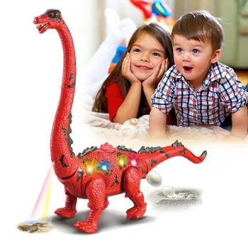 Los niños Juguetes Eléctricos Caminar Dinosaurio de Juguete de Cuello Largo ponen Huevos de Proyección de Luces Rugido de Sonido Kid Regalos de Cumpleaños juguetes electrónicos